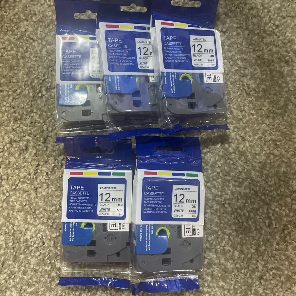 SALE   5-pack  Label Tape Replacement for Brother Label Maker 12mm 0.47inc new